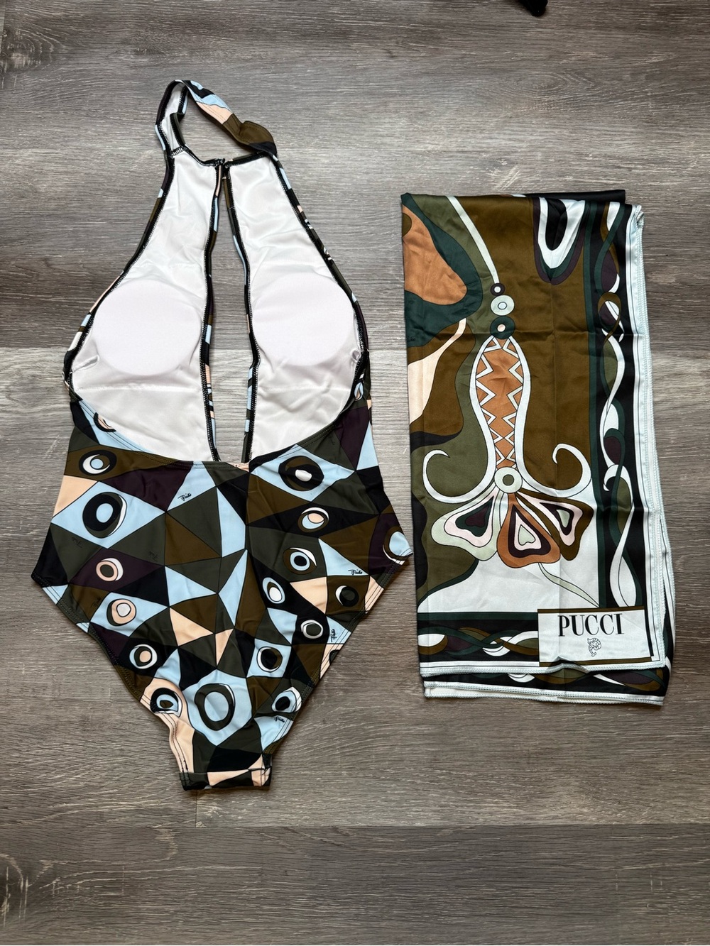 Emilio Pucci Geometric One-Piece Swimsuit with Matching Scarf - Multicolor - Picture 2 of 2